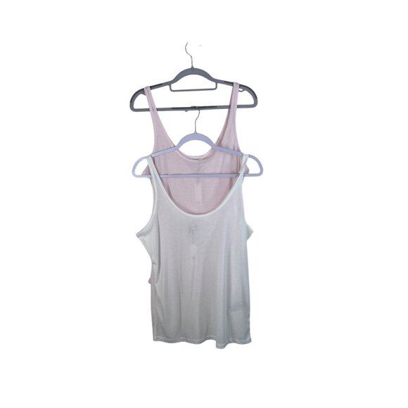 Banana Republic Tops - Banana Republic Womens Ribbed Tank Tops L Pink & White Cotton Blend Lightweight
